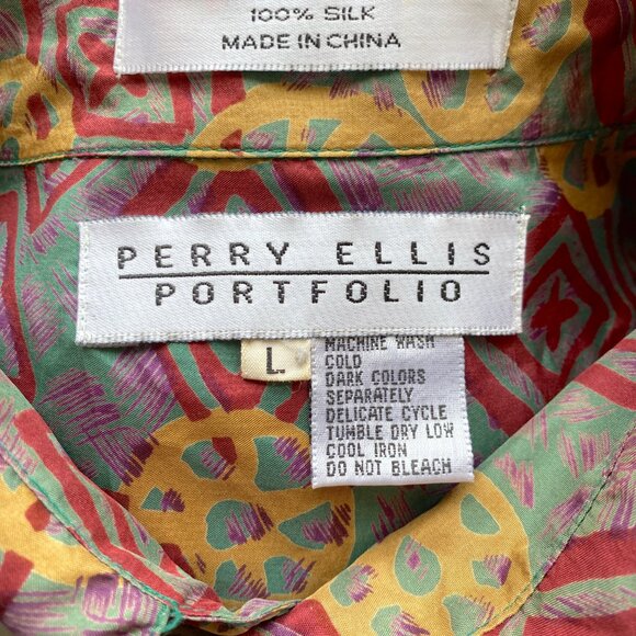 Vintage Silk Button Down Oversized Shirt Streetwear Bohemian Blouse Artsy Top L - Picture 10 of 10